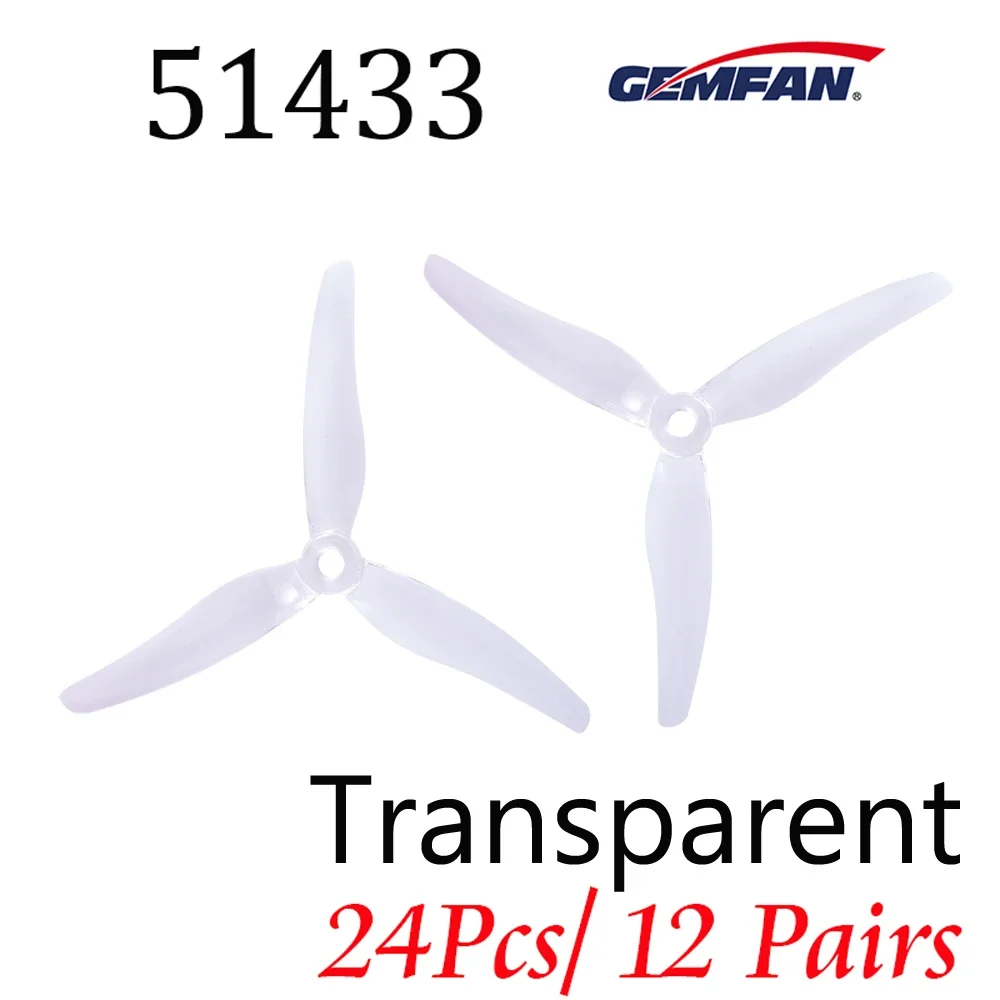 24 stücke/12 pairs Gemfan 51433 5 zoll 3 klinge tri-klinge Propeller Requisiten Kompatibel Bürstenlosen Motor für FPV Racing Drone 51466