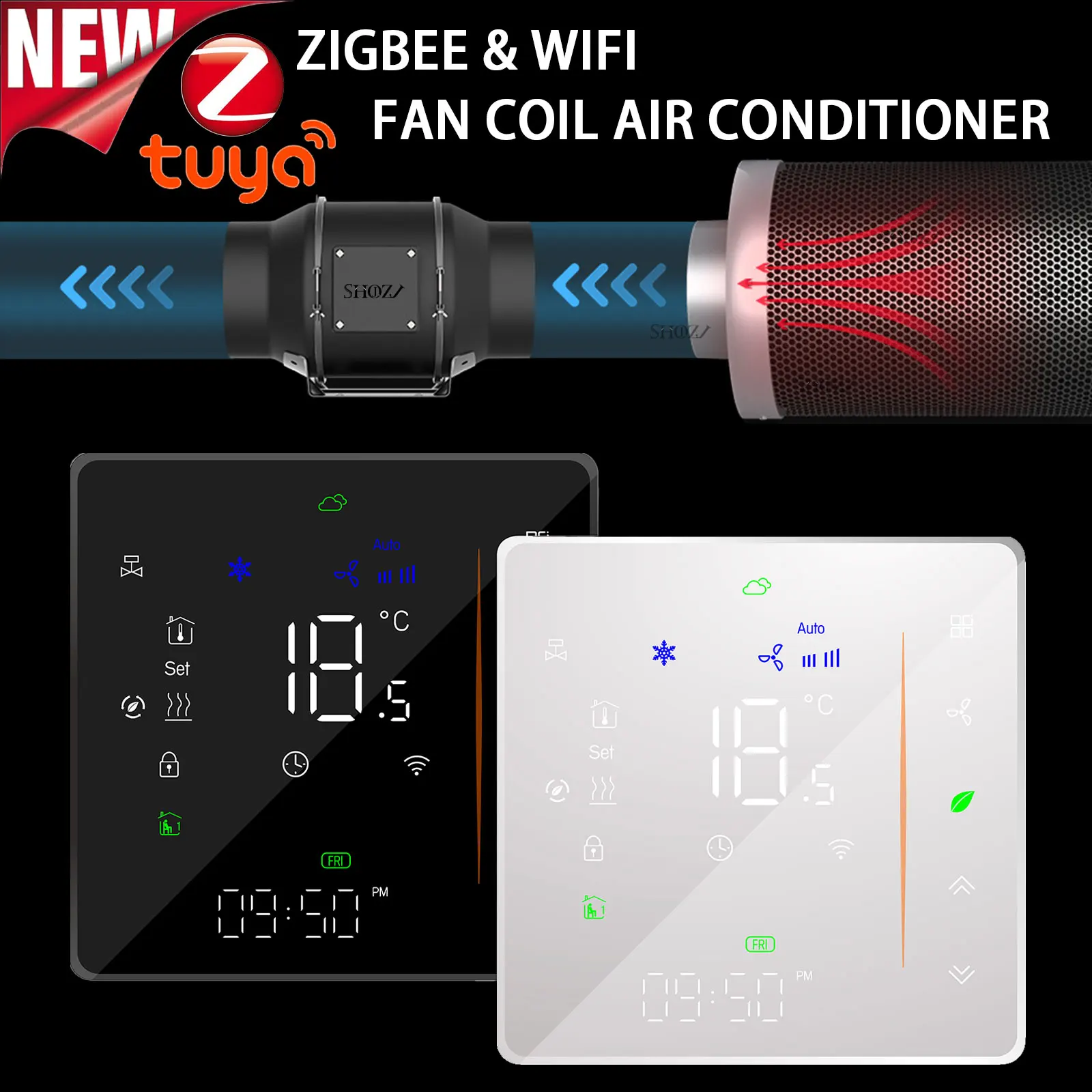 

Zigbee&wi-fi 2/4 Pipe Fan Coil Room Thermostat - Hvac Temperature Controller For Heating And Cooling 12vac 24vac 95-240vac