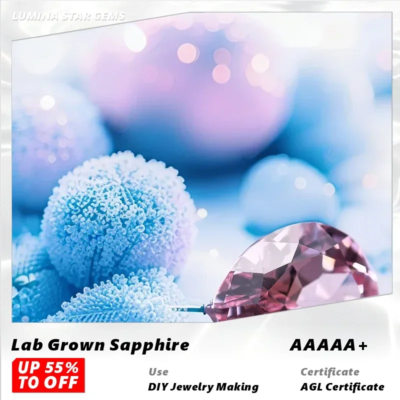 

L-Lab Grown Sapphire Pear Shape Sunrise Pink Color VVS1 Gemstone Beads For Diy Charm Jewelry Making Optional Certificate AGLific