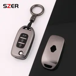 Gun Grey TPU Car Flip Key Case Cover For Renault Kwid 2023 Kadjar Captur Megane Sandero Stepway Logan Clio 5 2022 Arkana 2021