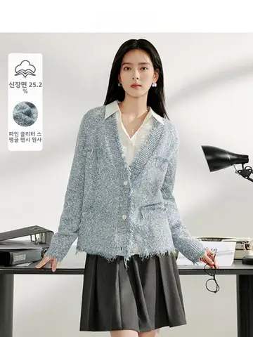 샤넬 스타일 스웨터 카디건 루즈핏 플리츠 레이스 빛나는 스트링 플리츠 레이스 빛나는 스웨터 카디건 니트 스웨터 카디건