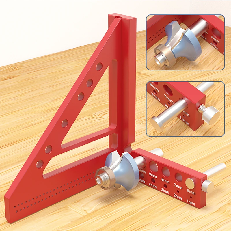 

ENJOYWOOD 5 inch 3D Multi-Angle Measuring Ruler Square Ruler 22.5-90 Degree Protractor Hole Positioning Woodworking Tool