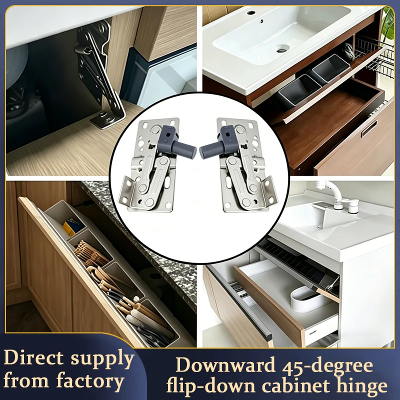 

Bathroom Vanity Tilt Out Storage Door 45 Degree Downward Opening Hinge Soft Close Damper Spring Adjustable Metal Hardware