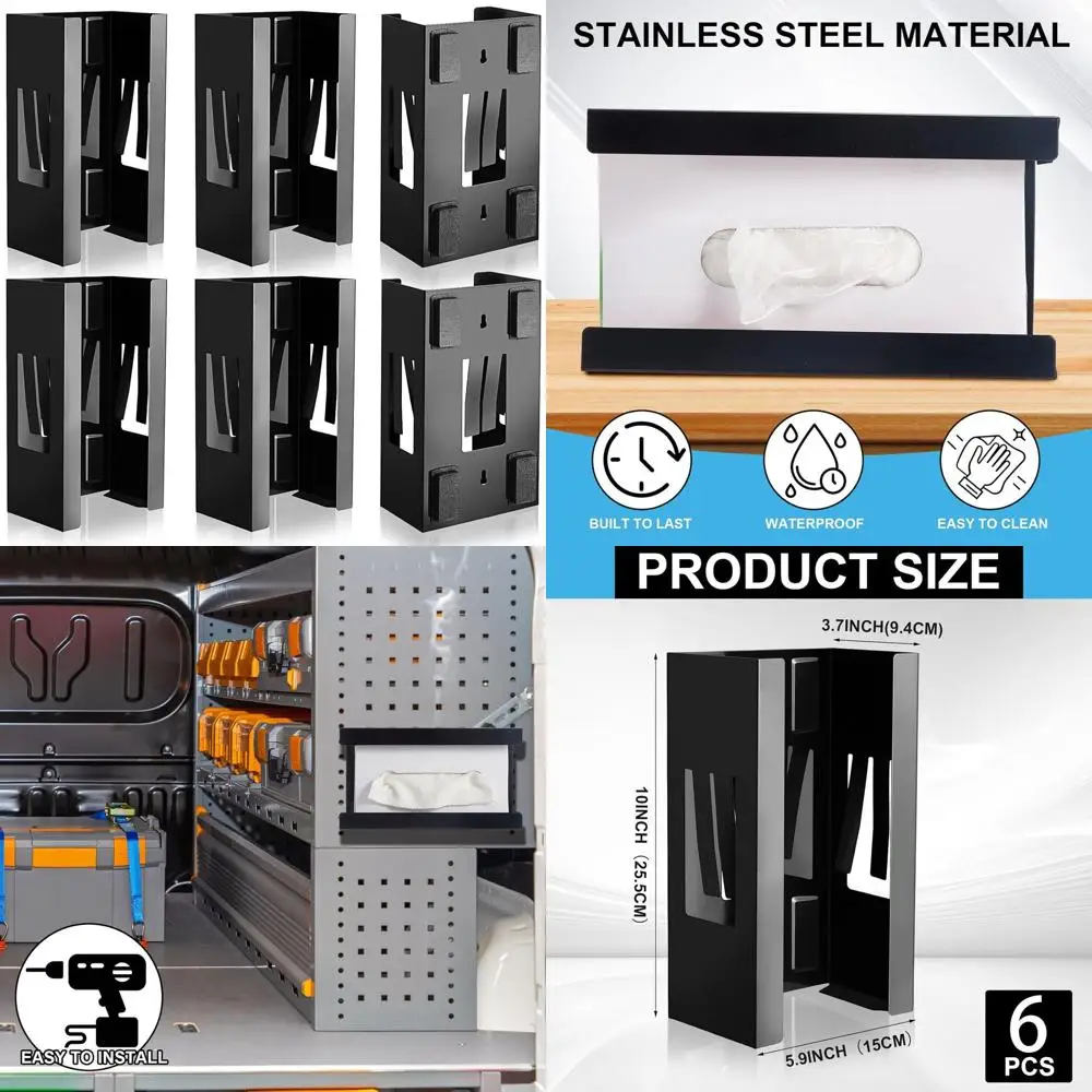 

Black Wall-Mounted Magnetic Glove and Towel Dispenser for Kitchen and Fridge