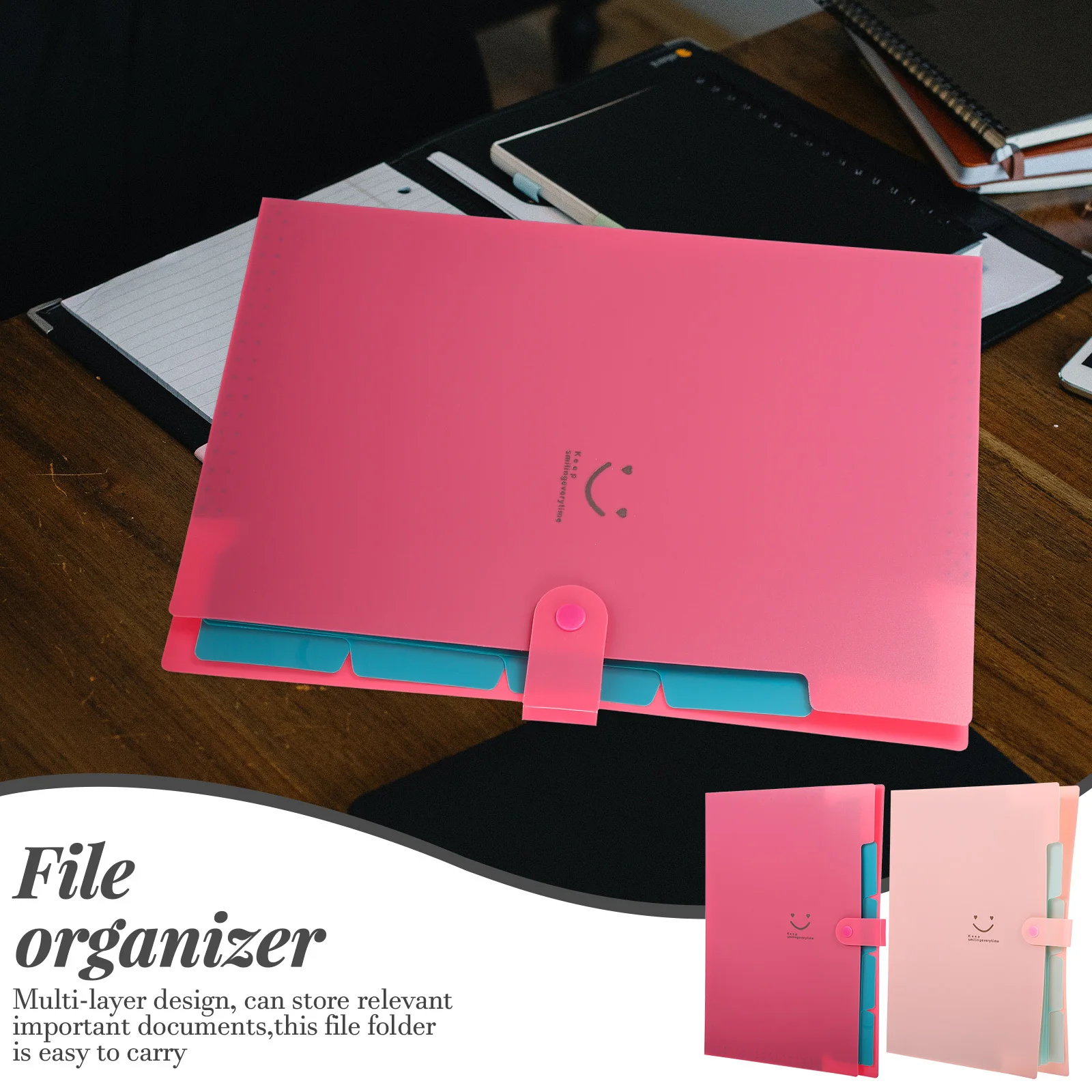 2pcs A4 Expanding File Folder Organizer Portable Multi-Layer Document Storage For Office Home Filing Accordion File Folders