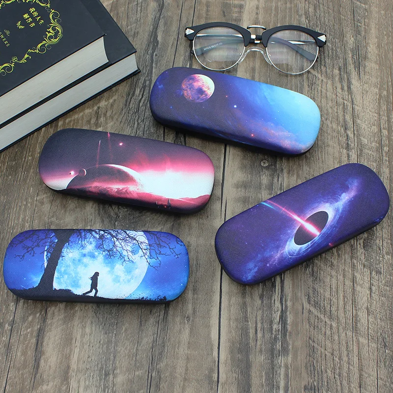 Hard Glasses Protective Starry Universe Planet Eyewear Case Pocket Reading Glasses Accessories Portable Sunglasses Box Custom