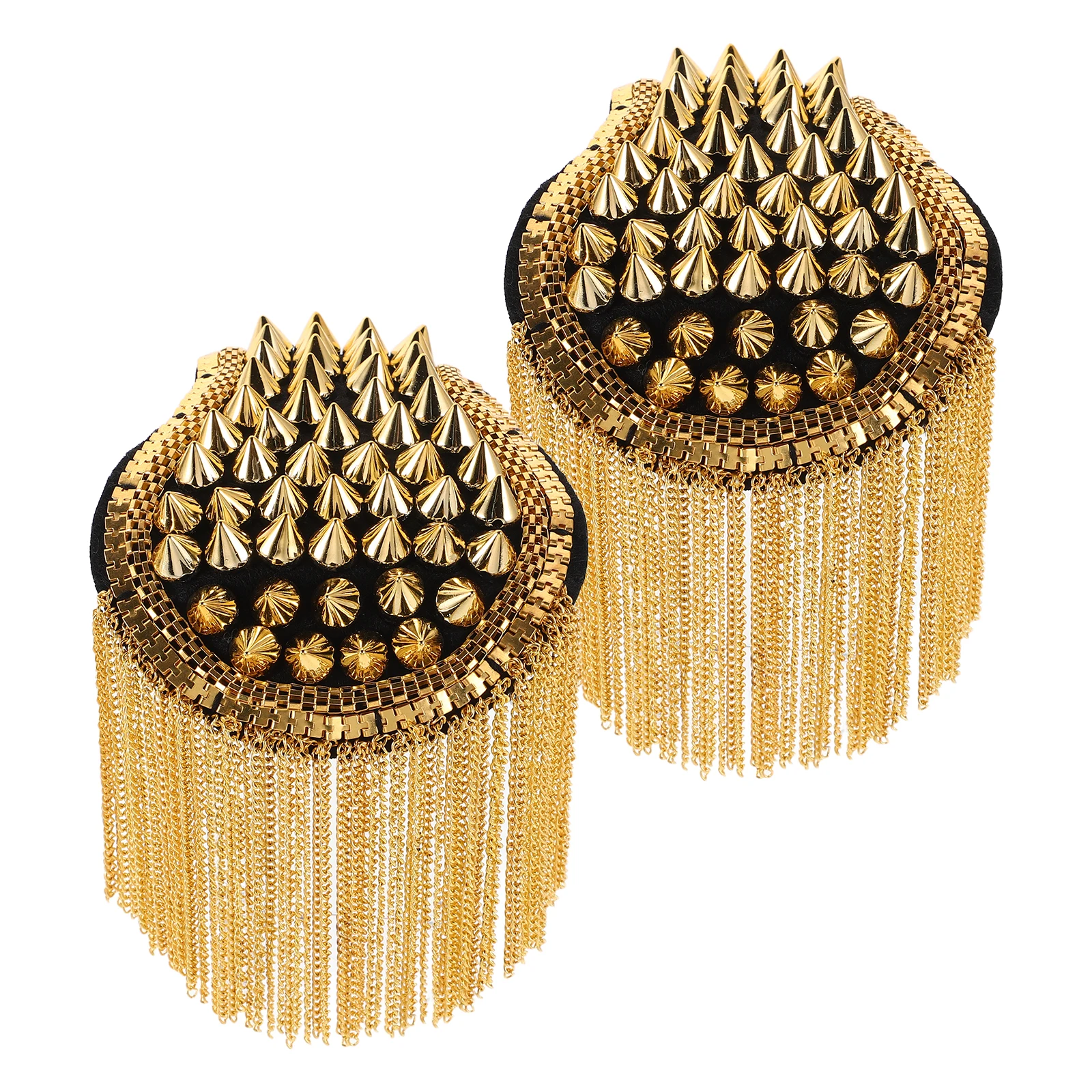 2pcs Trendy Suit Shoulder Epaulettes Exaggerated Rivets Tassel Decorations Fashionable Arm Badges Vintage Epaulets Stage Party
