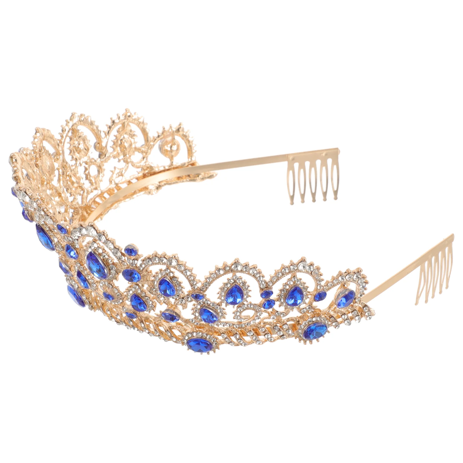 

Korean Water Drill Bride Crown Hair Tiara Bridal Hair Accessories for Woman Girl (Blue) the crown queen crown