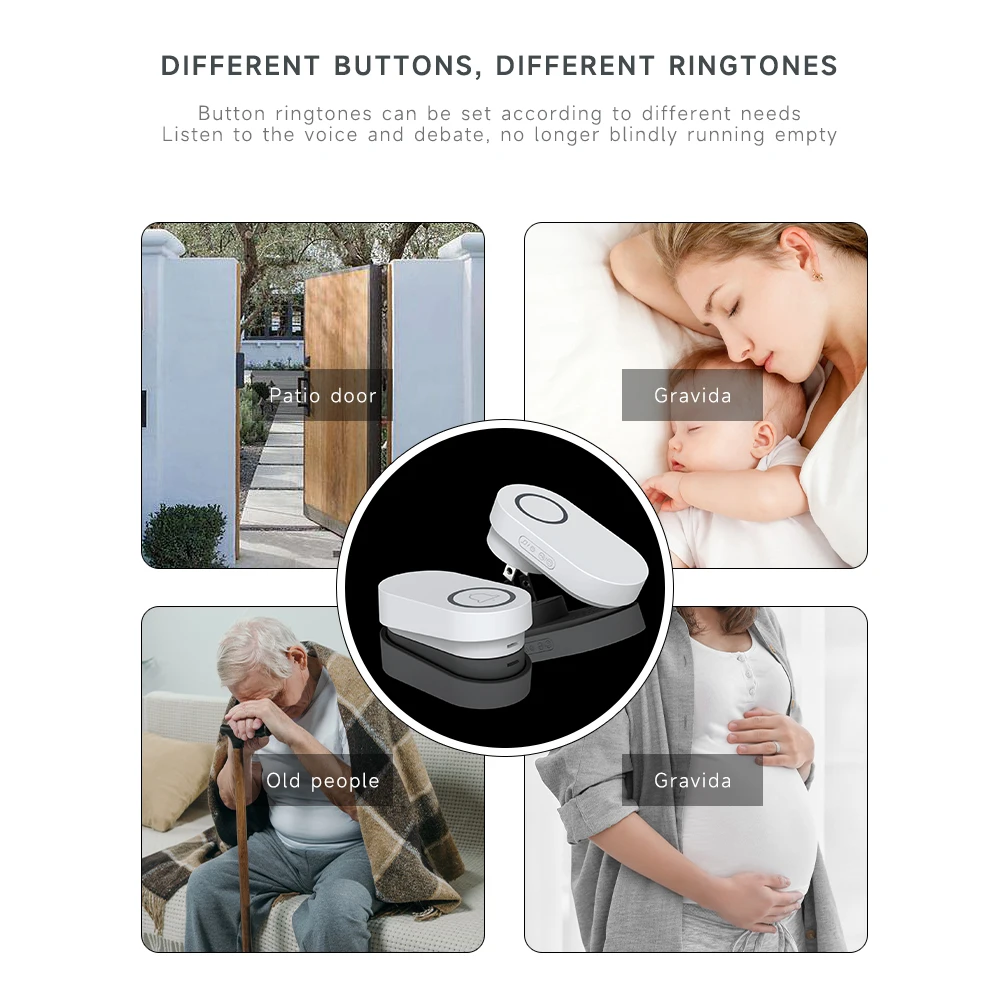 NO Battery Required Ring Doorbell Outdoor Waterproof Bell Wireless doorbell with Button Chimes