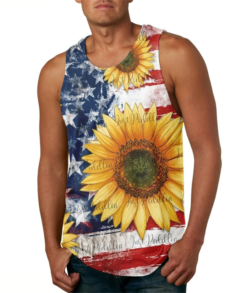 

Vintage Summer Sunflower 3D Print Tank Tops Men Women Y2k Tops Streetwear Oversized O-Neck Sleeveless Vest Casual Male Clothes