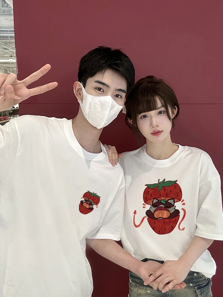 イチゴ犬柄 Tシャツ夏シーズン 2025 新しいカジュアル通気性半袖