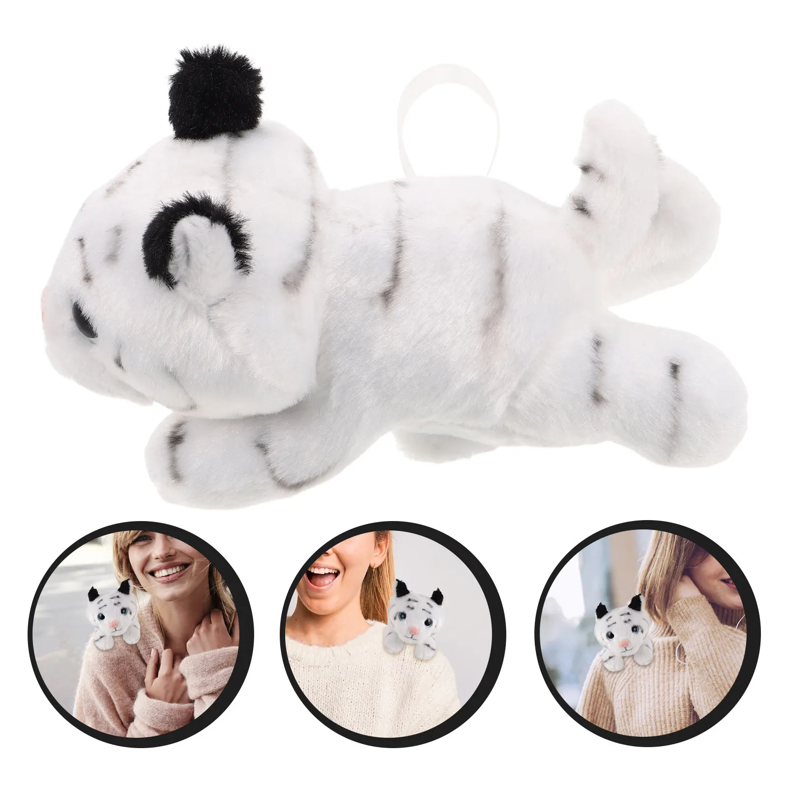 

Cute Shoulder Magnetic Tiger Stuffed Animal Comfortable Soft Jungle Theme Party Favor Realistic Animal for Cosplay Events