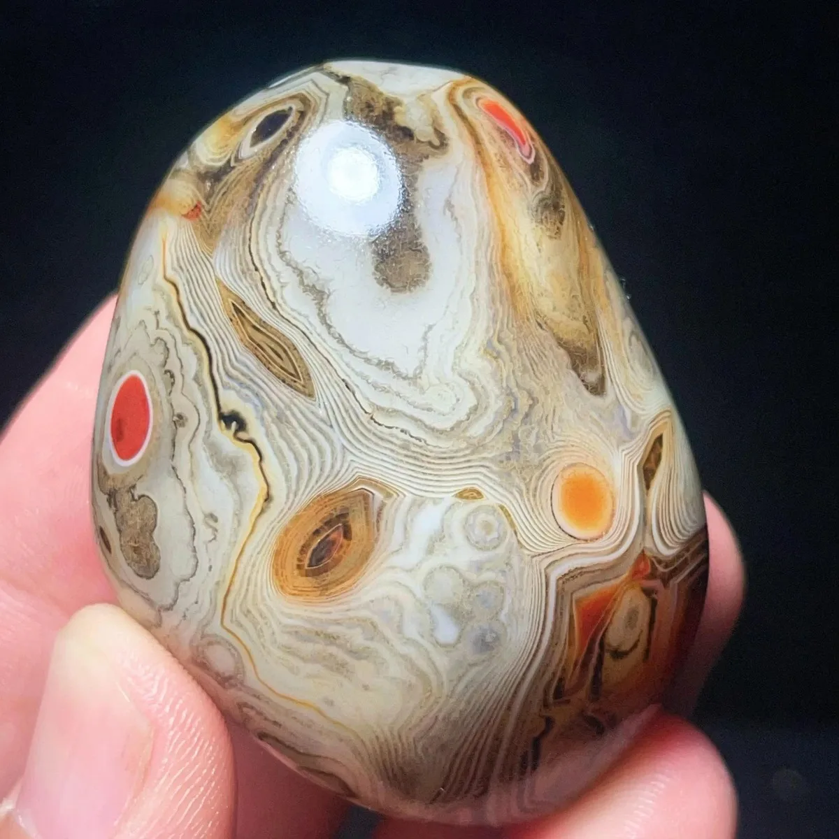 Natural Banded Agate Loose Gemstone, Polished Tumbled, Stripe Pattern, Rock Collection, Crystal Collection, Table Display