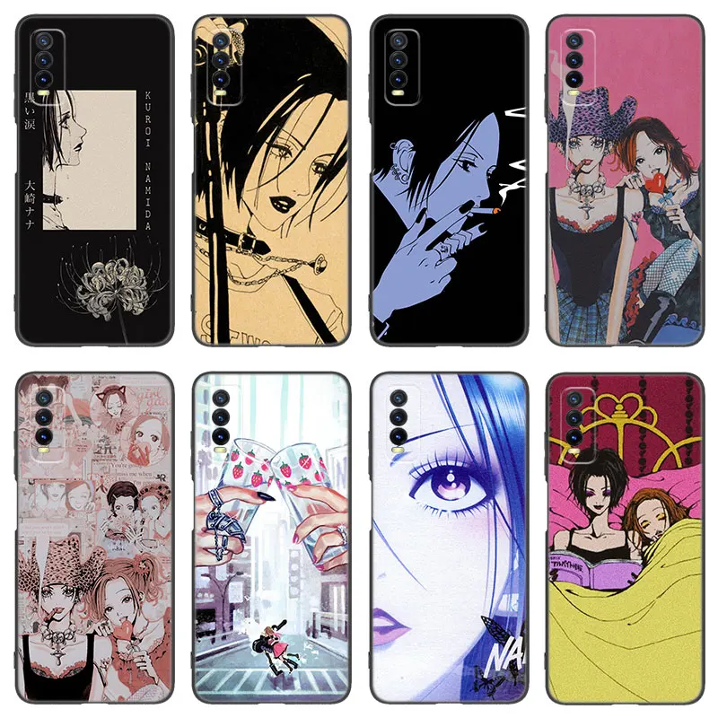 NaNa Osaki Black Silicone Phone Case For V27 V30 Pro V29e Y27 Y55 Y78 5G Y02S Y15S Y17S Y21S Y22S Y33S Y76S Y16 Y35 Y36