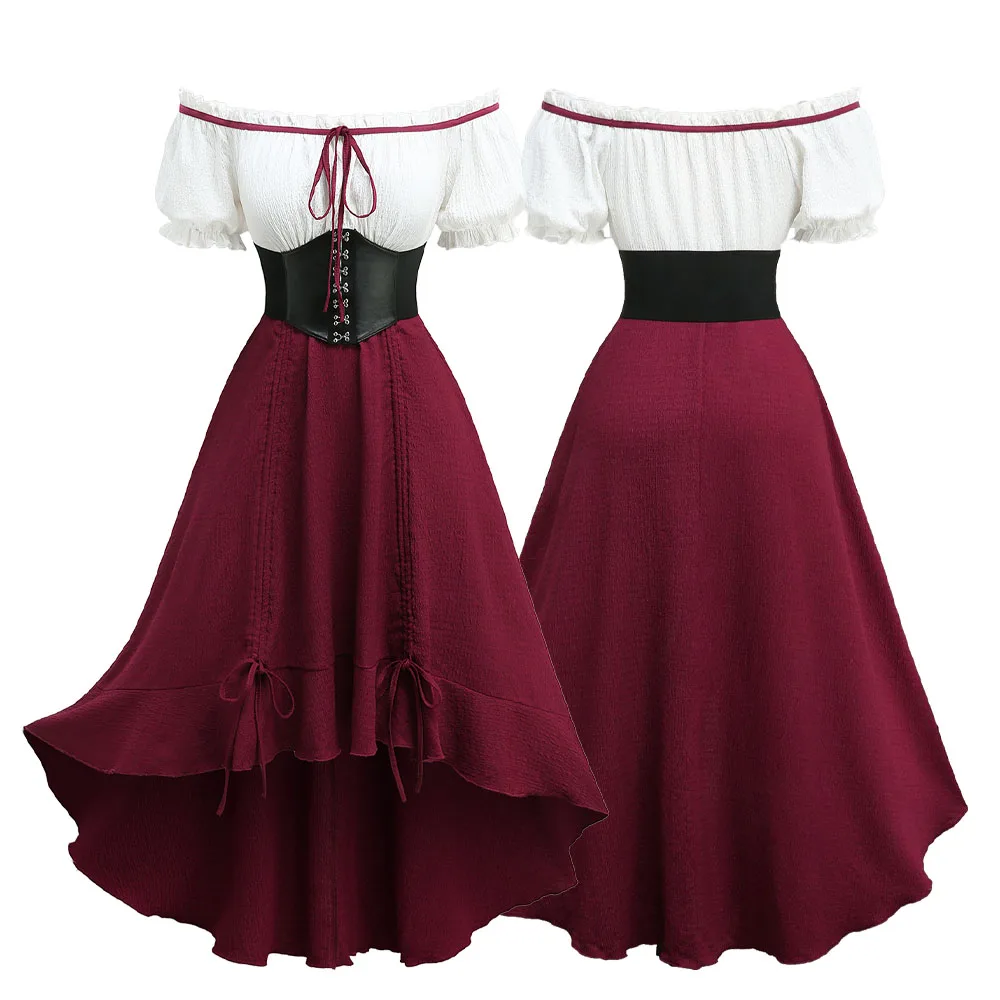 

ROSEGAL Plus Size Off The Shoulder Cinched High Low Dress With Corset Belt, Women Casual Ruffles Tie Ruched Midi Dresses