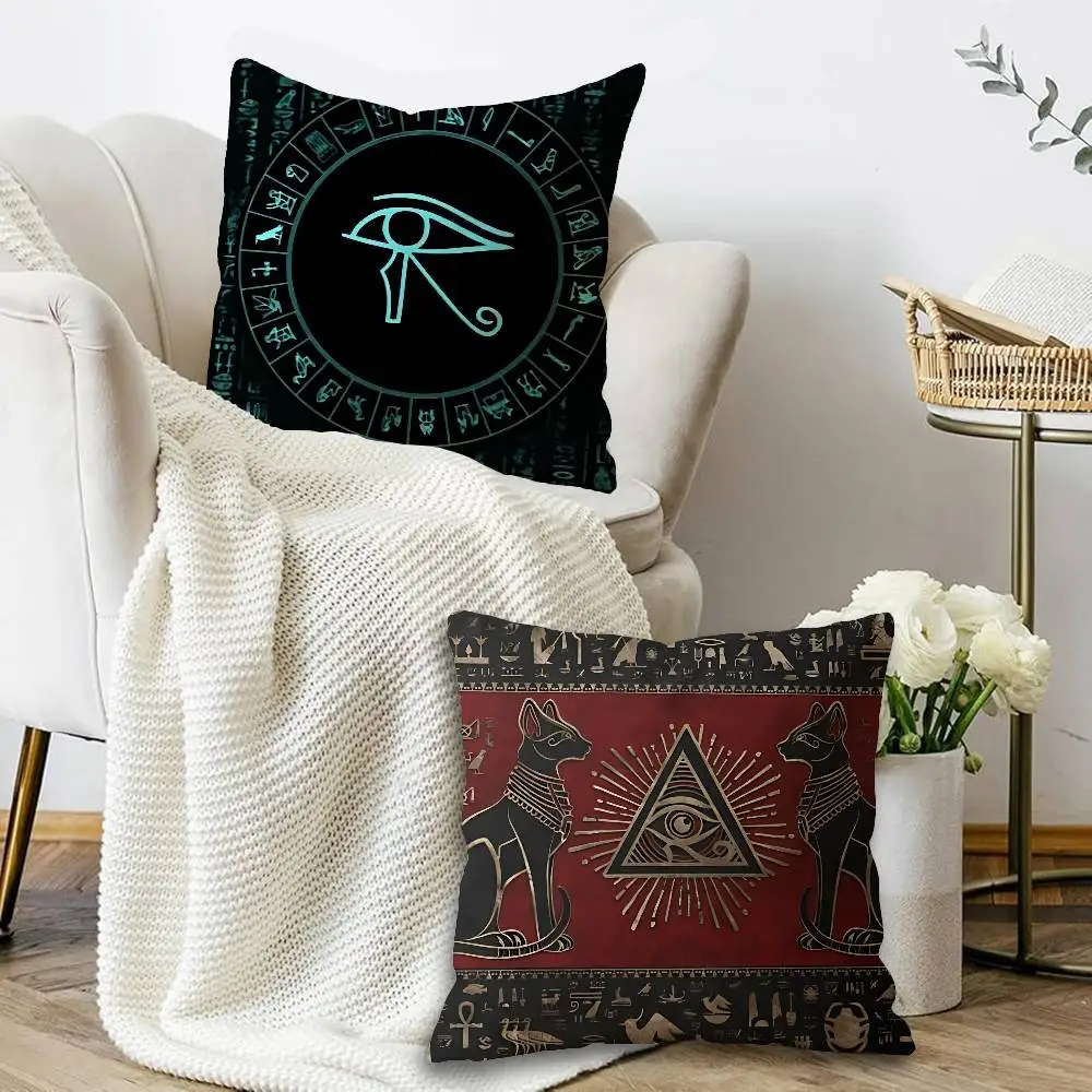 Egyptian Ideographic Eye of Horus Symbols Pillow Anime Pillow Sofa Bed Head Pillow Cover Cushion Cover 45x45 cm Fashion
