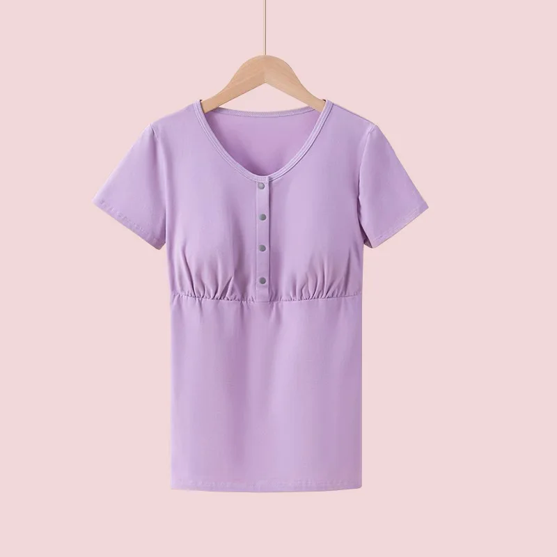 

Cotton Summer Short Sleeve Maternity Pajamas Top New Clothes For Pregnant Women Feeding Nightie Breastfeeding Sleepwear