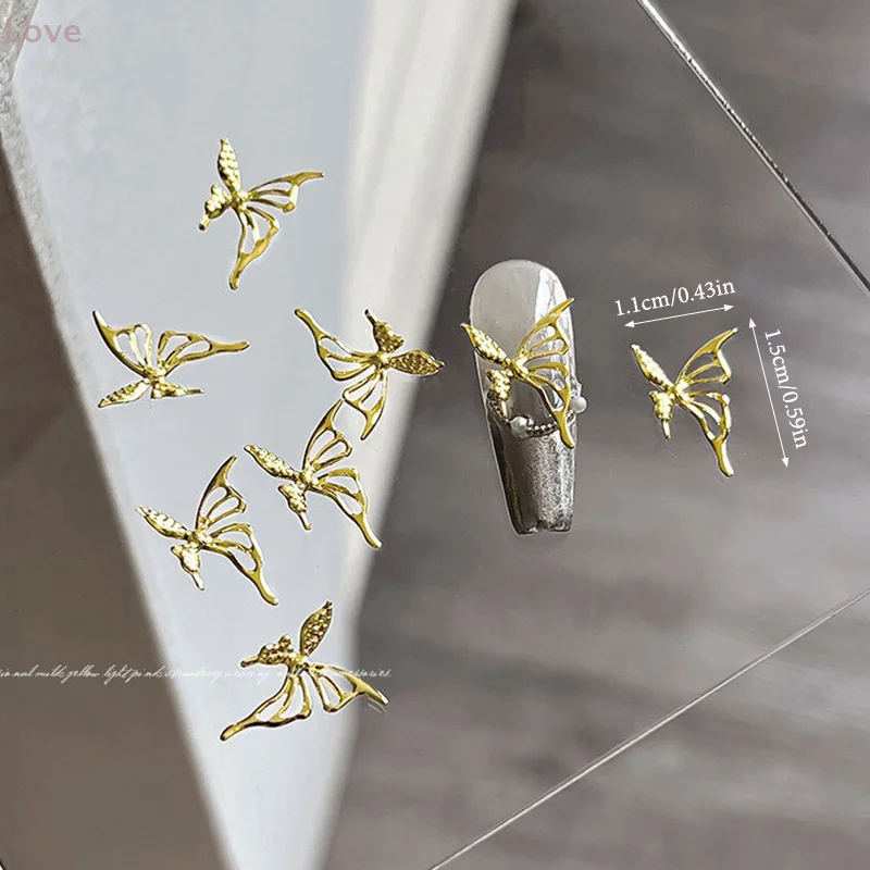 [L & P] 50 قطعة سبائك القوس فراشة DIY بها بنفسك الذهب الفضة مسمار زينة الأظافر اكسسوارات مسمار سحر مسمار الفن تصميم مانيكير لوازم