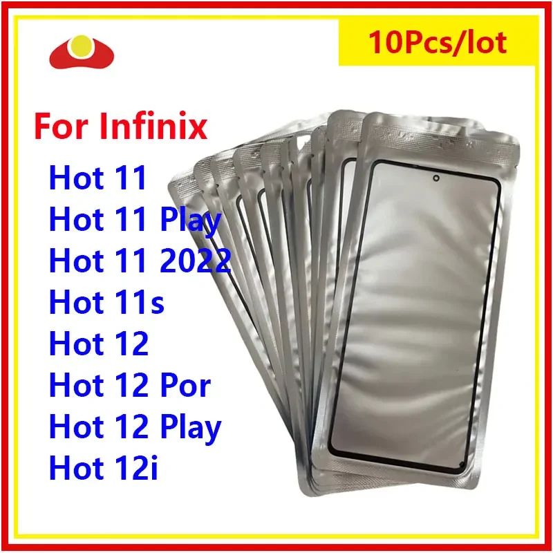 10Pcs\Lot For Infinix Hot 12 Pro 12i 11 Play 11 2022 11s LCD Front Glass Touch Screen Panel Lens With OCA Glue Replacement