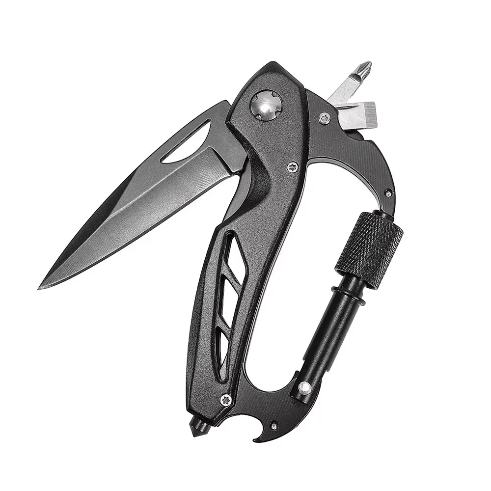 

Multifunctional Carabiner Stainless Steel Folding Knife Multi-Function Mountaineering Buckle for Outdoor Camping