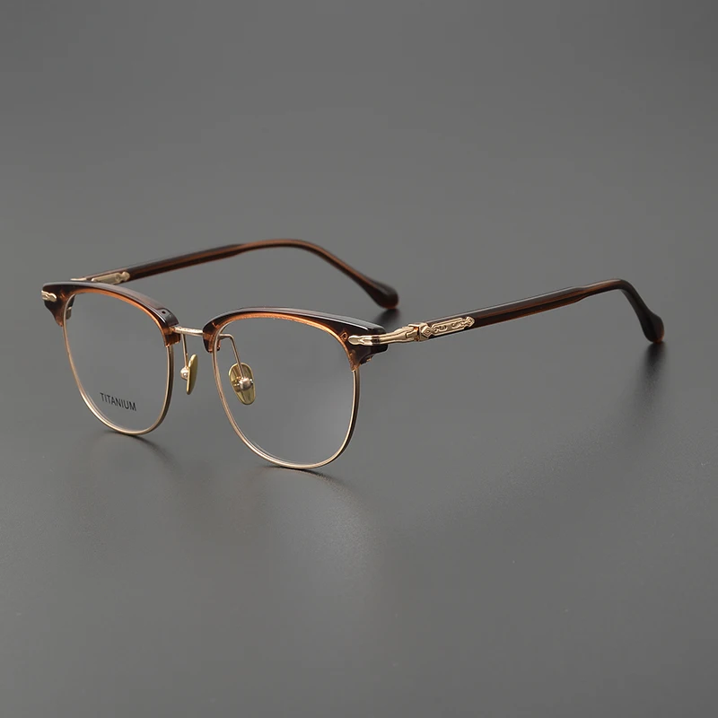 Retro square frame glasses business men and women fashion niche literary eyebrow line half frame prescription myopia glasses