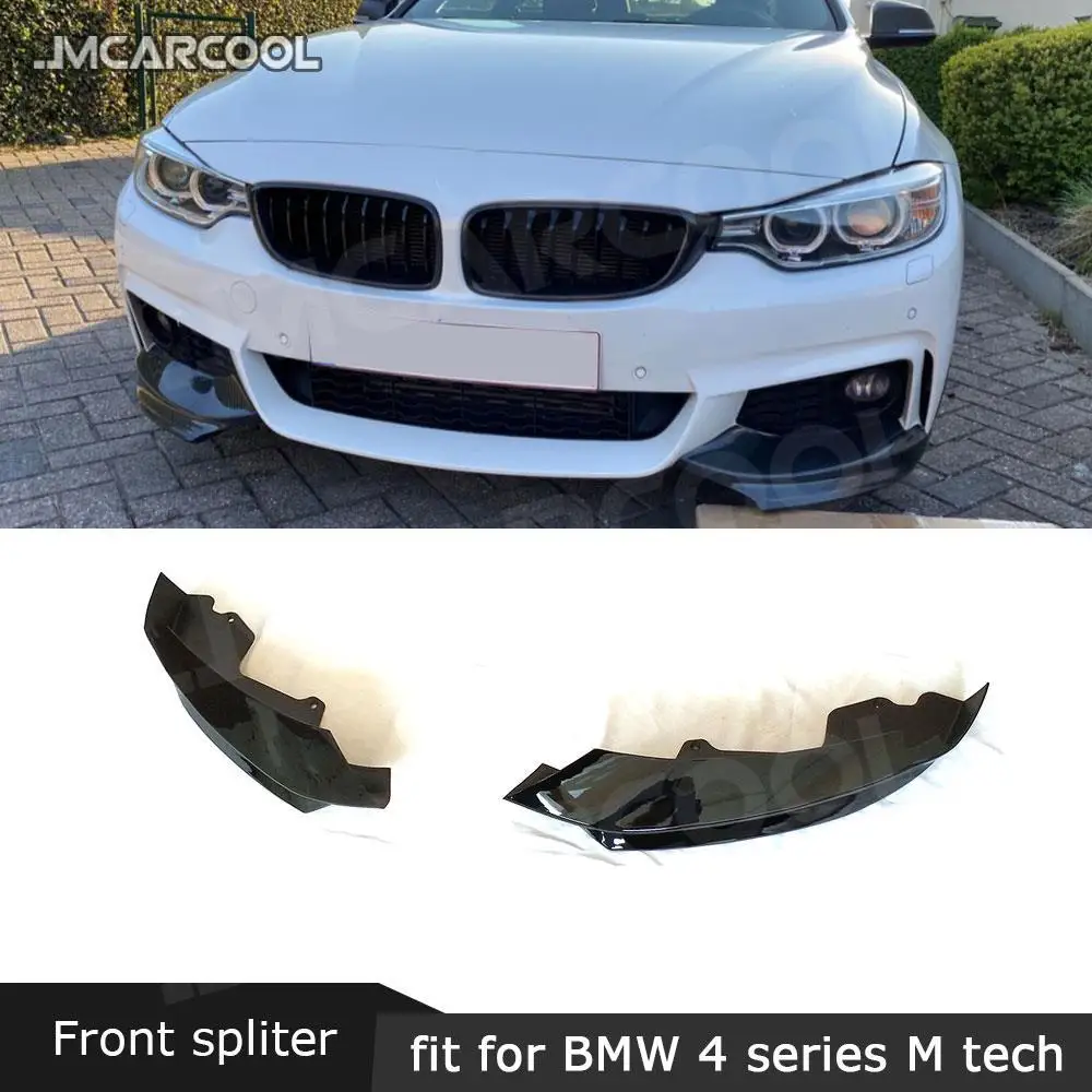 

ABS Glossy Black front bumper splitters canards for BMW 4 series F32 F36 M sport 2014 UP Carbon Look 2PCS