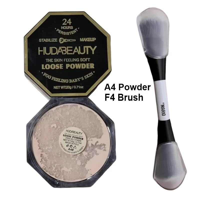 Juego de maquillaje facial con polvo suelto y pincel F4, Base de control de aceite, corrector, maquillaje, contorno de ojos, punto, círculo oscuro