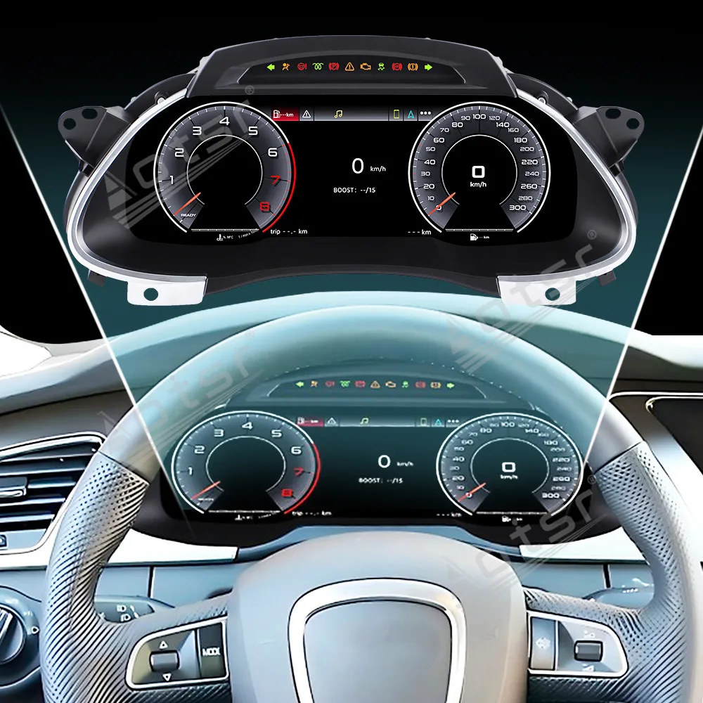 Panel Instrumen Digital 12.3 Inci Linux Plug and Play Untuk Audi A4 2009~2012, Speedometer, Meter, Kluster Instrumen Virtual, Kokpit