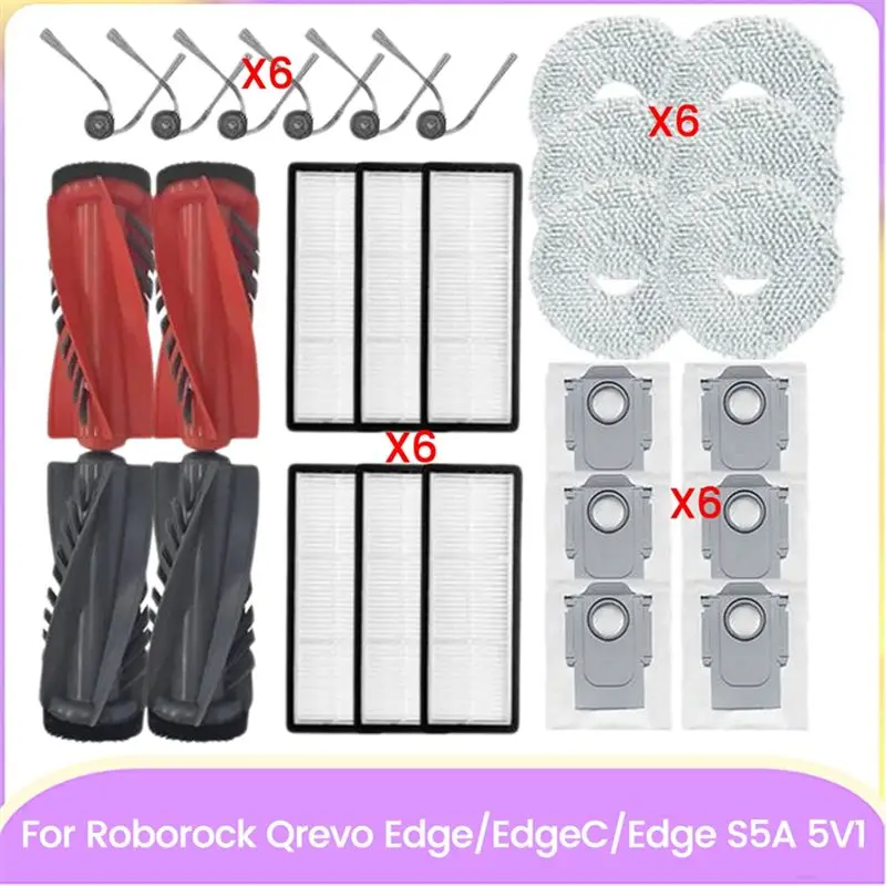 

Запасные части ABBK для Roborock Qrevo Edge/Edgec/Edge S5A: основная и боковая щетки, HEPA-фильтр, мешок для пыли, салфетка для мытья полов