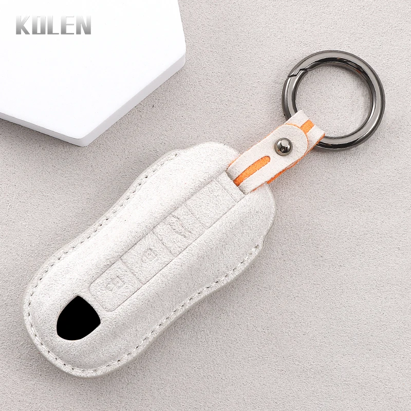 Leather Car Remote Key Case Cover Shell For Porsche Panamera Cayenne 971 911 9YA Boxster 3 Buttons Protected Fob Accessories Bag