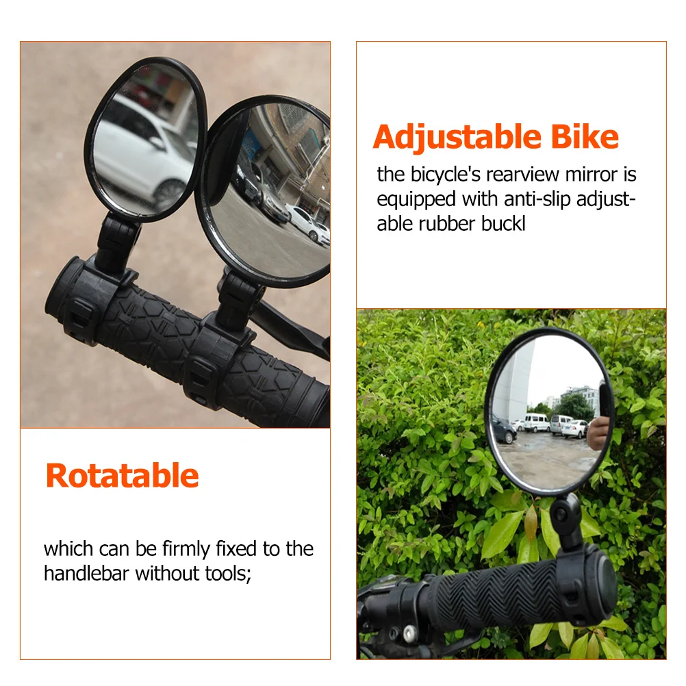 

2pcs Rear View Mirrors for Handlebar Bike Black Adjustable Rotatable Motorcycle Side Accessories Wide Vision Easy Install Long