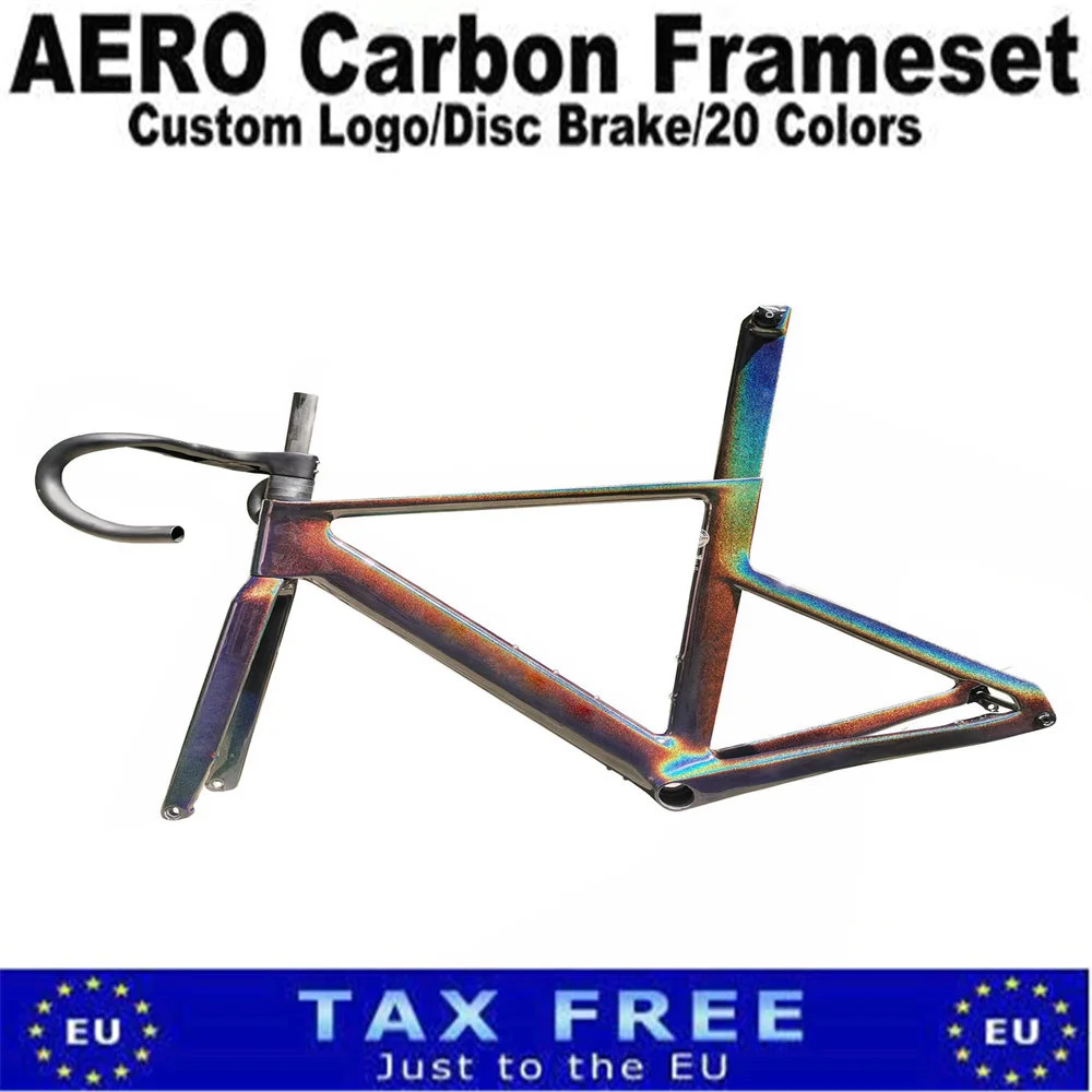 Chameleon AERO Carbon Bicycle Frames, Disc Brake, Road Bike Frameset with Handlebar, 30 Colors, Shipping by DPD