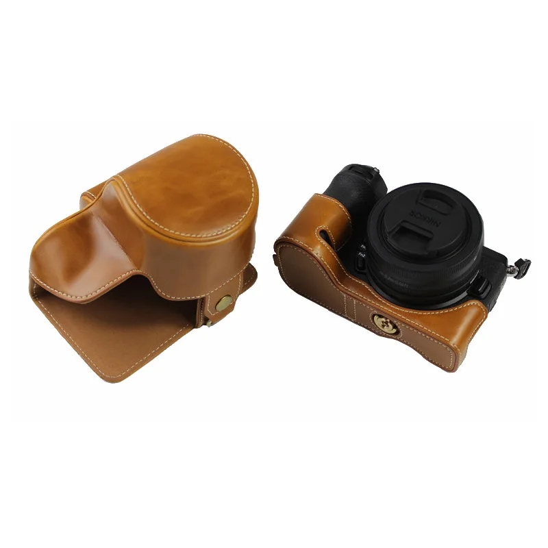 الفاخرة بو الجلود حالة كاميرا فيديو حقيبة كامل الجسم حامي لنيكون Z50 Z30 16-50 مللي متر عدسة الغطاء الواقي مع حزام الكتف