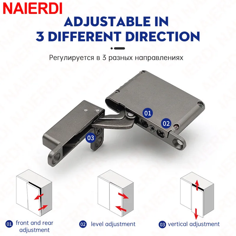 NAIERDI 2 Pieces Hidden Cabinet Hinge 25KG Adjustable Soft Closing Concealed Hinge Door Hinges For Aluminum Frame Wooden Door