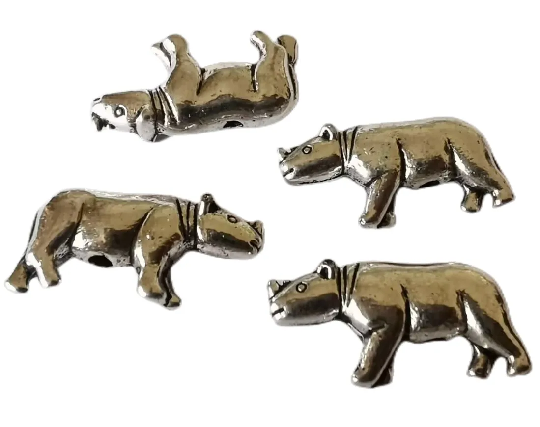 

60Pcs Tibetan Silver Metal Rhinoceros Spacer Beads A16431