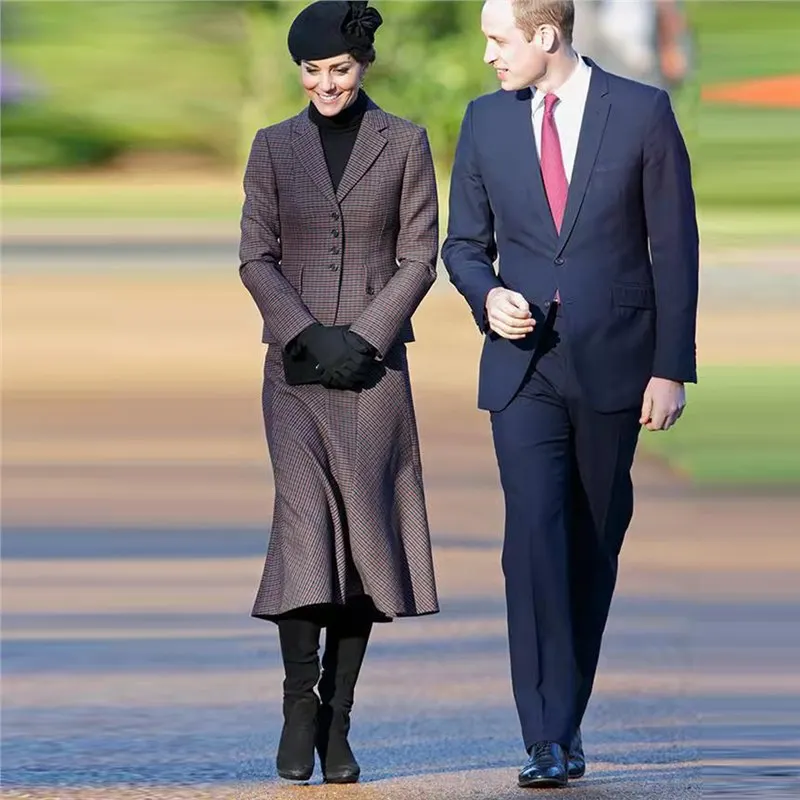 

New Arrival Long Sleeve Plaid Women Top And Skirt Set Mermaid Dress With Belt