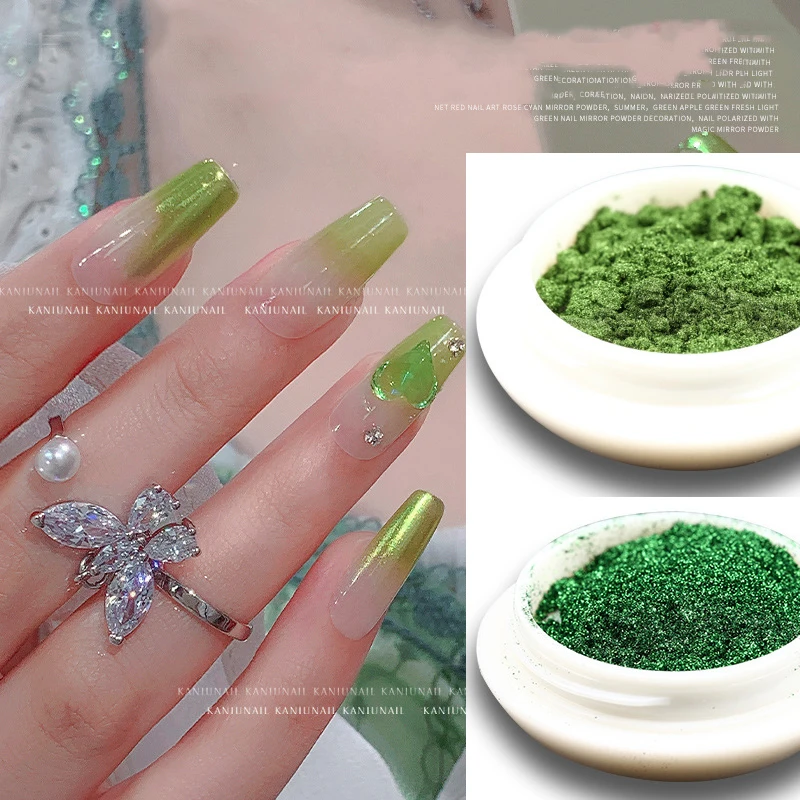 Frasco de polvo de uñas cromado espejo metálico, holográfico, plateado o dorado, pigmento brillante para gel polish 6
