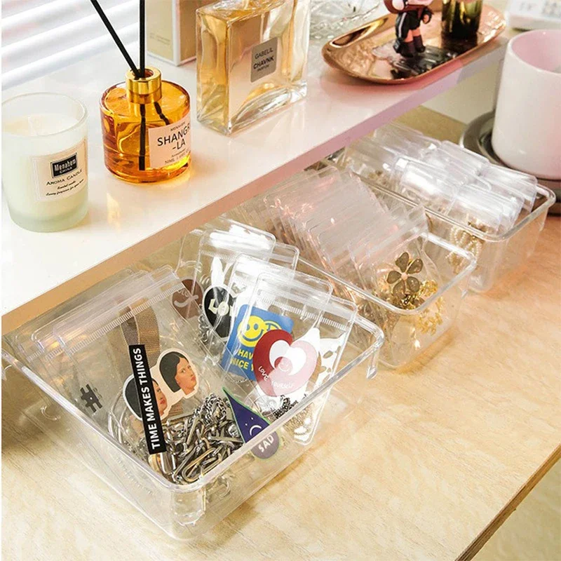 13/25PCs Transparent Storage Box Desk Drawer Organizers Set Plastic Bathroom Storage Makeup Organizer Clear Bins Kitchen Gadget