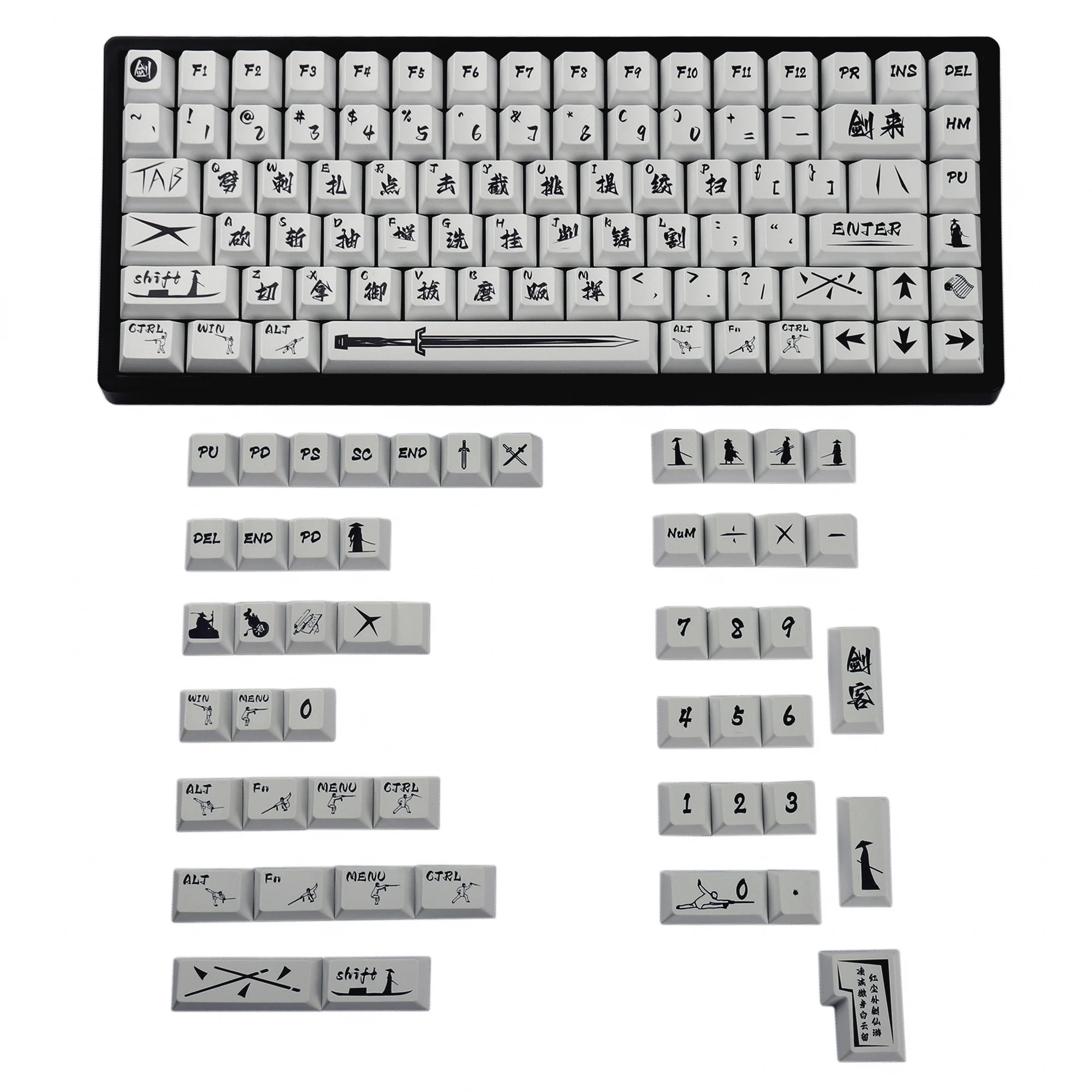 

Колпачки для клавиш с тематикой Кендо. Оригинальная высокомеханическая клавиатура. Колпачки для сублимации из ПБТ 60/68/84 и другие посвященные.