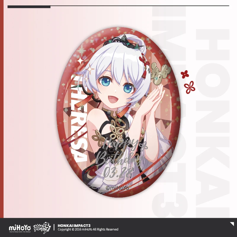 Game Honkai Impact 3 Theresa Apocalypse Cosplay Stand Accessories Set Birthday Gift Box Anime Acrylic Pendant Statue Metal Badge image 4