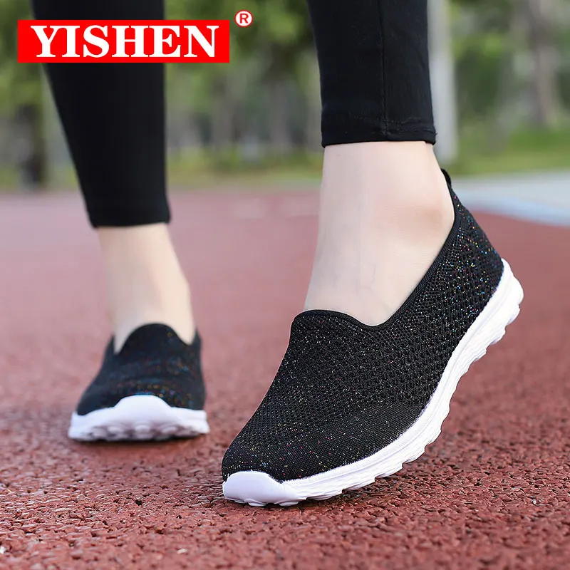 

Женские туфли на плоской подошве YISHEN, повседневная обувь на плоской подошве, кроссовки, эспадрильи, женские легкие слипоны с вырезами