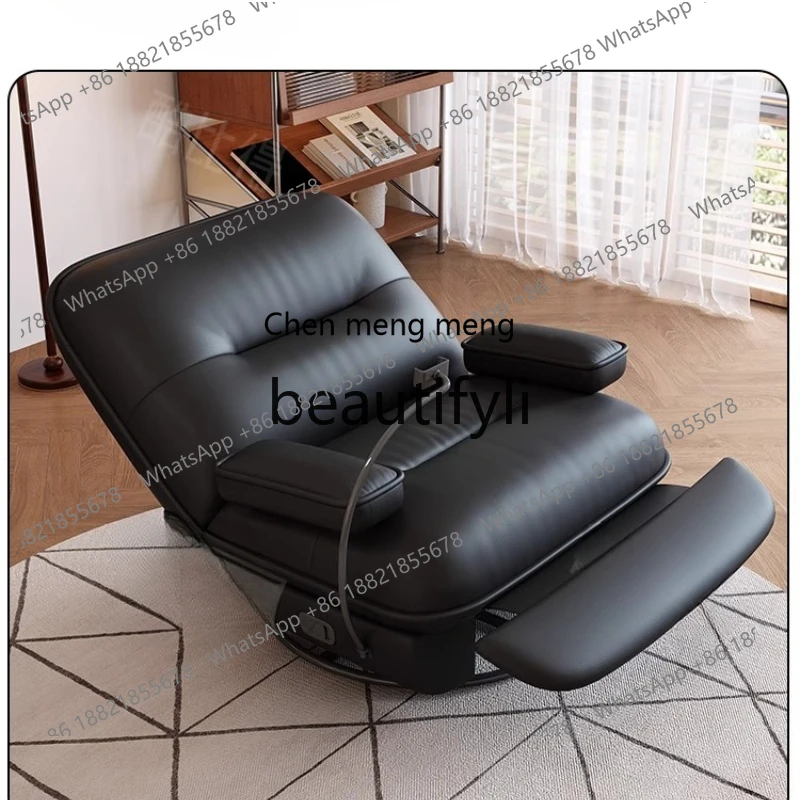 

Multifunctional leather sofa casual lazy chair rotatable manual balcony H