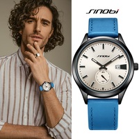 SINOBI Fashion Design Men's Watches Original Leather Strap Man's Quartz Wristwatches Best Gifts Clock for Male Relogio Masculino