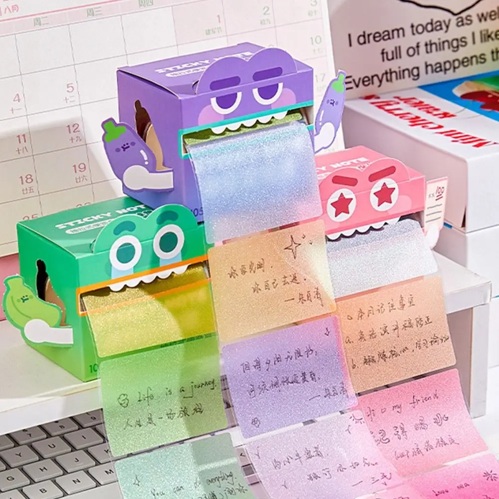 

Portable Kawaii Pull-out Sticky Notes Creative Translucent Colorful Memo Pad Pearlescent Pullable Square Writing Pad Diary
