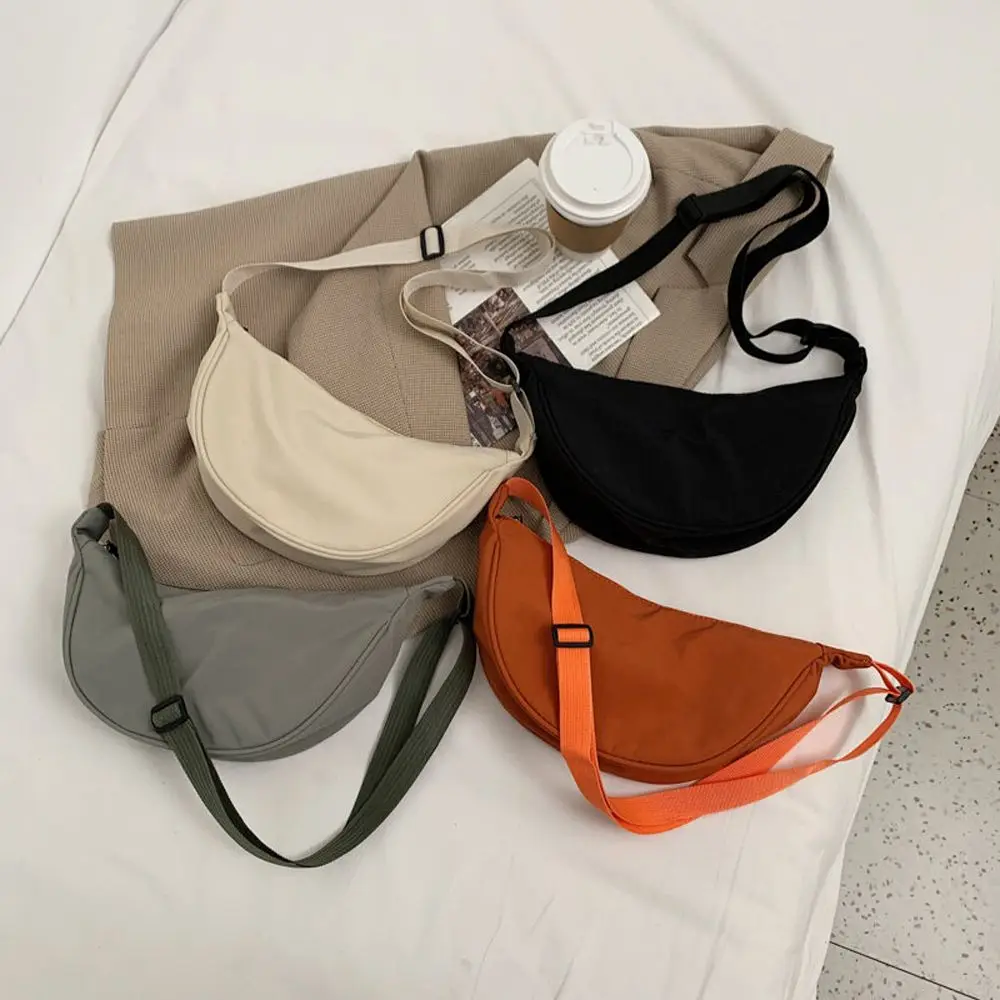

Trendy Sweet Nylon Underarm Bag Solid Canvas Women Messenger Bags Crossbody Bag Korean Dumpling Bags Single Shoulder Bags