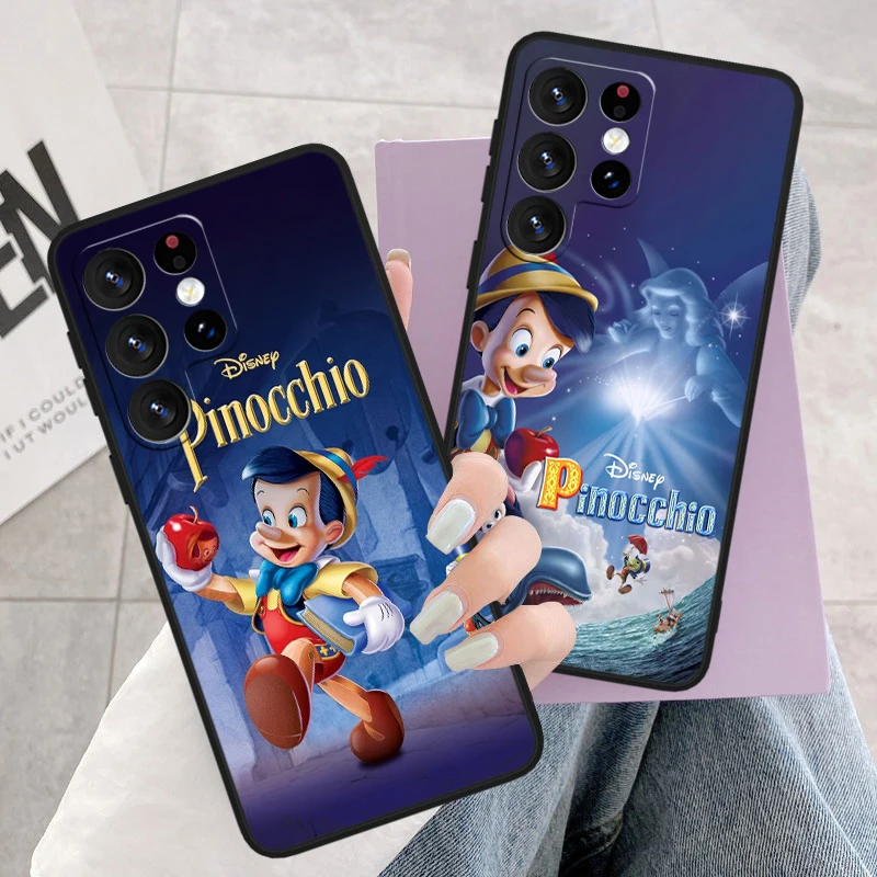 Disney Pinocchio Cute For Samsung S24 S23 S22 S21 S20 FE S10e S10 S9 Ultra Plus Plus Soft Silicone Black Phone Case