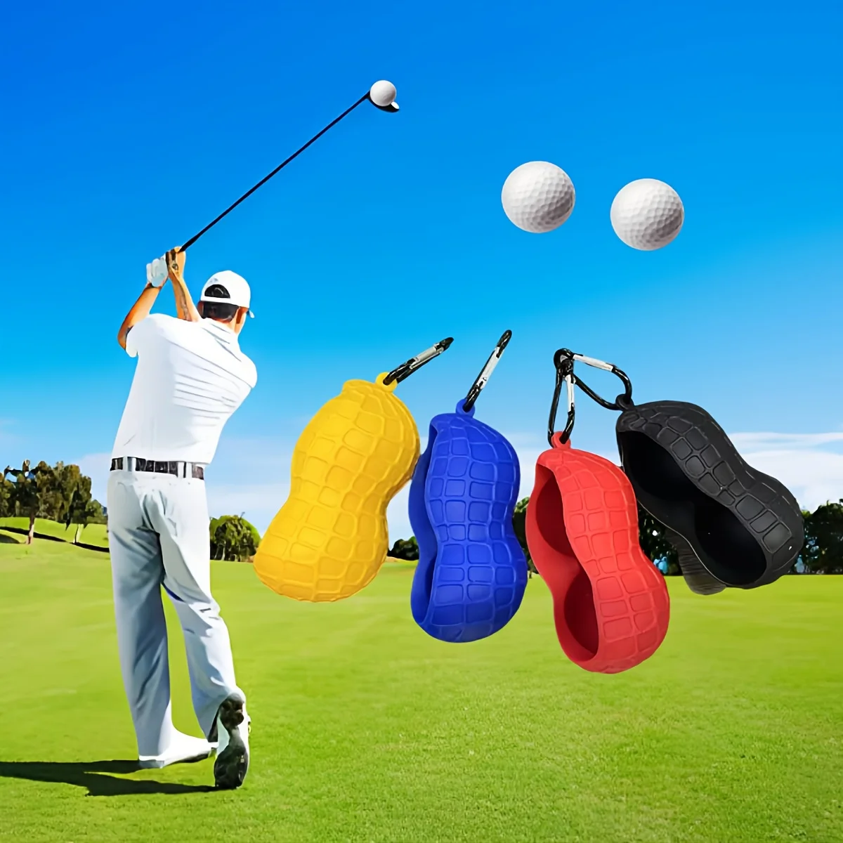 Peanut-shaped Golf Ball Storage Box Golf Ball Protective Cover Golf Ball Clip Silicone Golf Ball Cover Golf Ball Bag