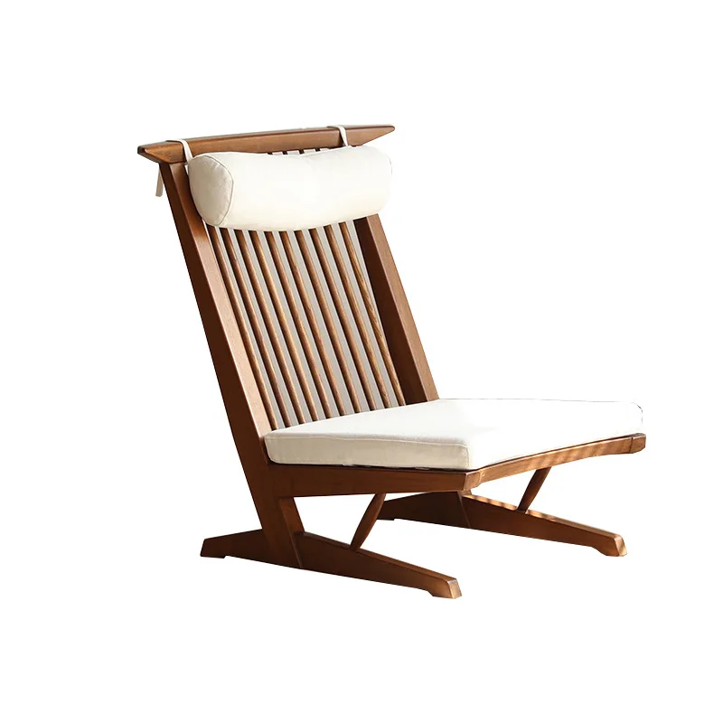 

Reclining chair retro balcony solid wood leisure home wabi-sabi Japanese high-back sofa chair B & B furniture