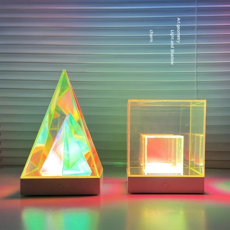 Desktop three-dimensional table lamp net celebrity bedroom cube decoration ornaments small night light colorful camping lamp