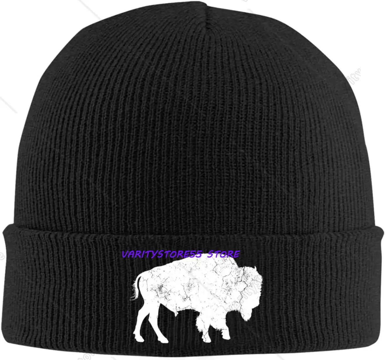 Buffalo Retro Bison Animal Lover Beanie for Men Women Winter Hats Soft Warm Cuffed Knitted Skull Cap